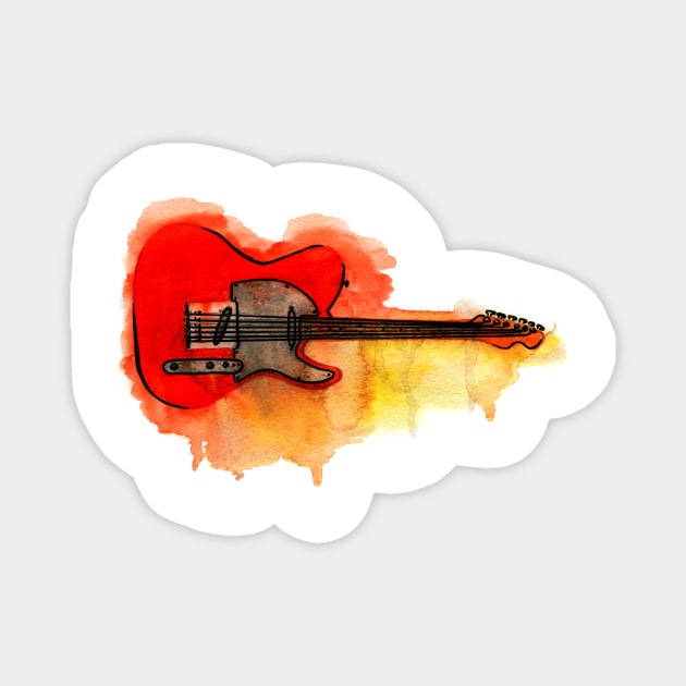 Watercolor guitar Magnet by ulyanaandreeva