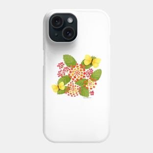 Lantana Flowers and Yellow Butterflies Phone Case