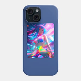 Beautiful anime girl in vibrant fluorescent colors Phone Case