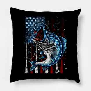 Cool Fishing American Flag Fishing Rod Fishing Lover Pillow