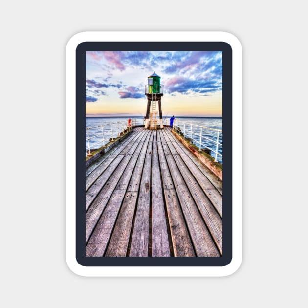 Fishing Off Whitby Pier, Yorkshire, UK Magnet by tommysphotos