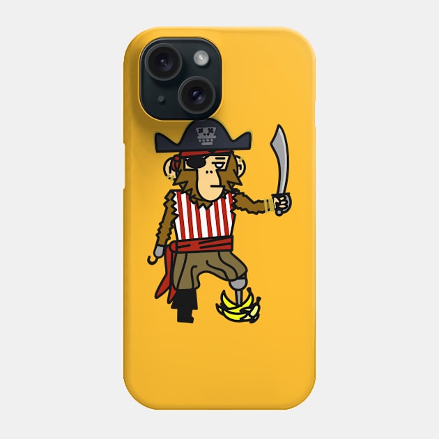 Pirate Chimpanzee Standing on some Bananas Phone Case by MacSquiddles