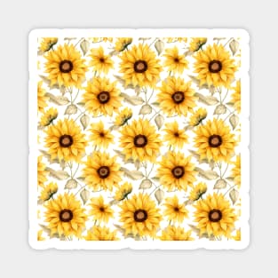 Sunflowers watercolor pattern #2 Magnet