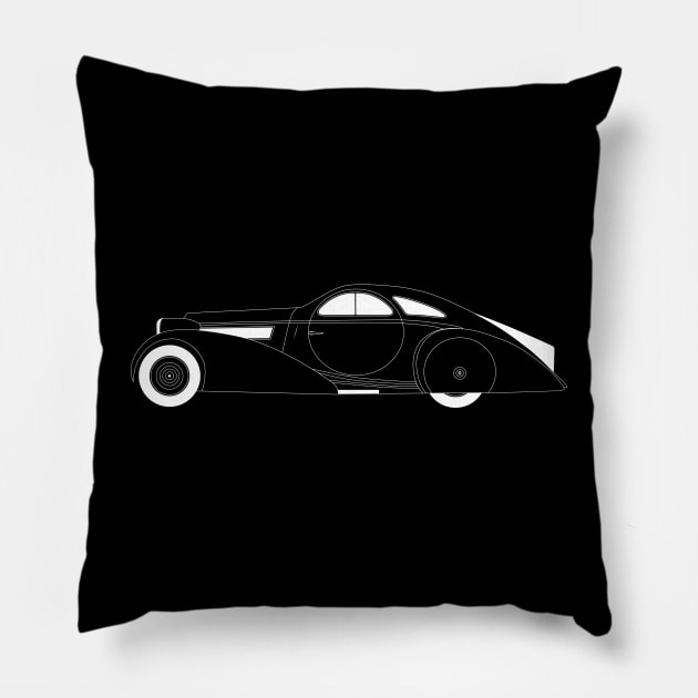 Phantom Coupe White Outline Pillow by kindacoolbutnotreally