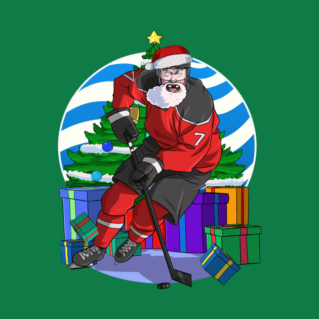 Ice Hockey Player Santa Christmas Tree by Noseking