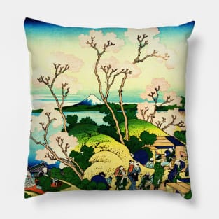 Cherry Blossoms Hill Japanese art Pillow