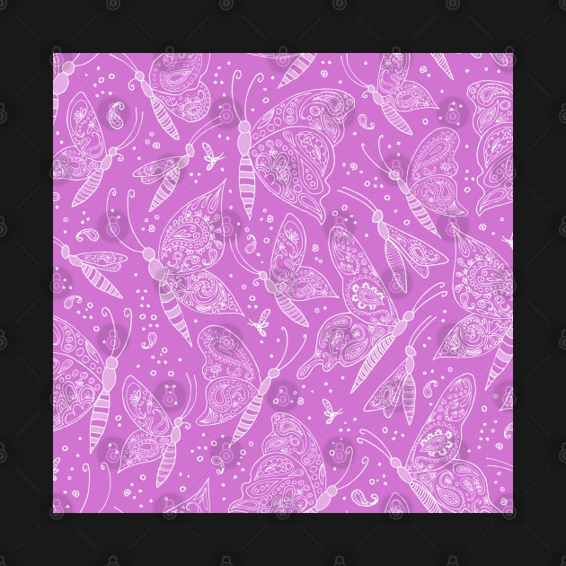 Paisley butterflies pink-white by kobyakov