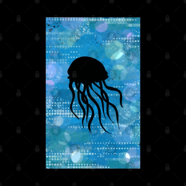 Jellyfish Silhouette on a Blue Abstract Background by Tenpmcreations