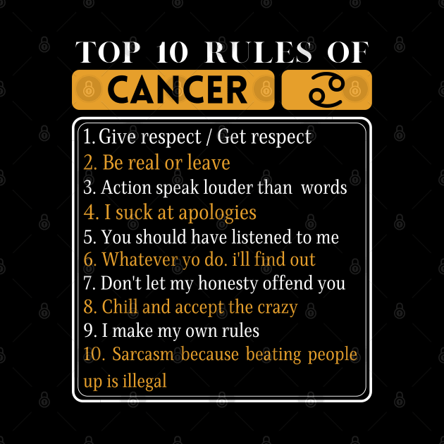 Top 10 Rules Of Cancer, Cancer Zodiac Facts by JustBeSatisfied