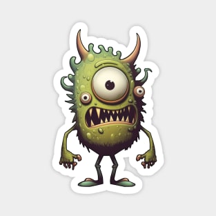 Three-Eyed Green Cute Funny Monster Magnet