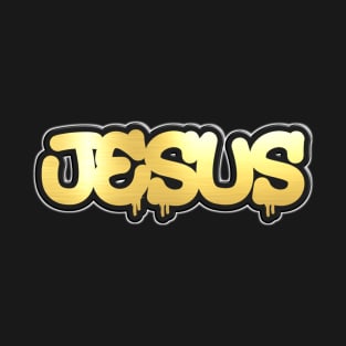 Shiny black and Gold JESUS word ver15 T-Shirt