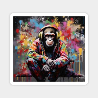 Cool BANKSY DJ Monkey With Headphones Art Magnet