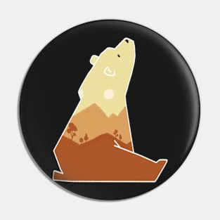 Cute Sunset Mountain Bear Pin