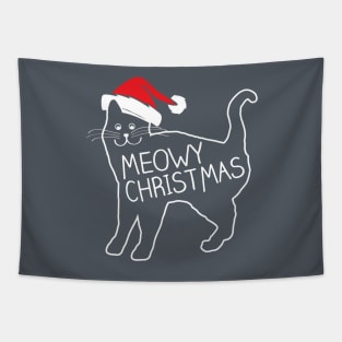 Meowy Christmas Santa Hat Shirt Tapestry