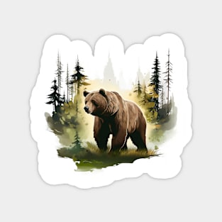 Watercolor Grizzly Bear Magnet