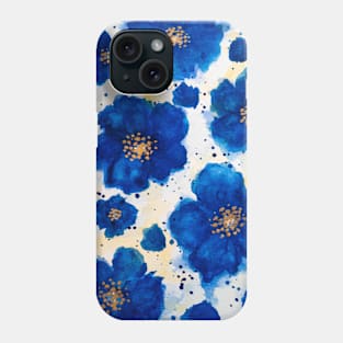 Blue watercolor floral pattern Phone Case