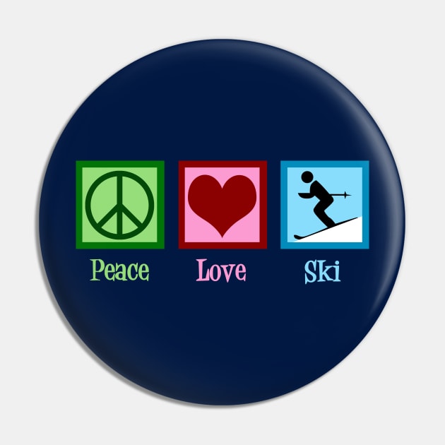 Peace Love Ski Pin by epiclovedesigns