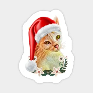 Cat with a hat / Christmas gifts, holiday day gifts Magnet