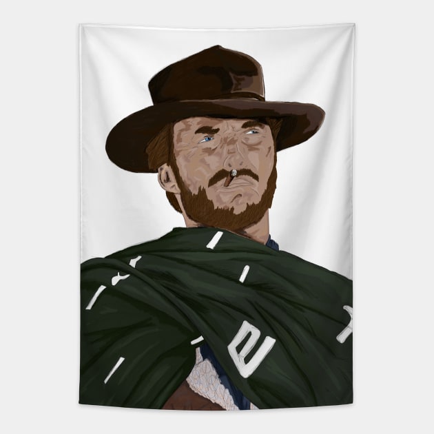 Clint Eastwood Tapestry by Swadeillustrations