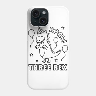 Kids Three Rex Dinosaur 3rd Birthday Color Your Own Phone Case