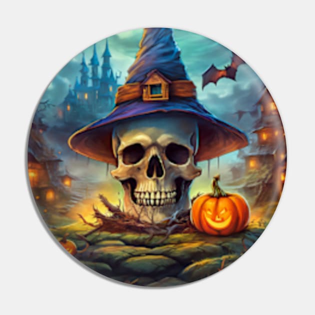 Halloween Scene Pin by ArtFactoryAI