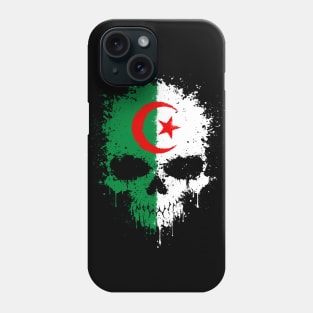 Chaotic Algerian Flag Splatter Skull Phone Case