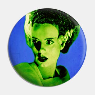 Blue and Green Bride of Frankenstein Pin