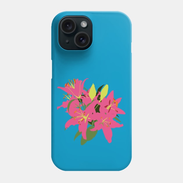 Pink Stargazer Lily Flowers Abstract Painting Phone Case by ellenhenryart