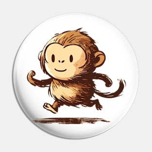 Cute running monkey Pin