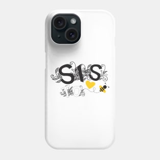 Sis To Be | Modern Cute Black And White Floral Typography With Yellow Bee And Heart | New Baby Announcement Phone Case