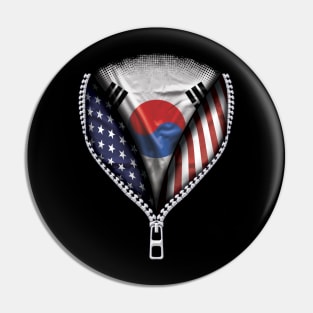 South Korean Flag  South Korea Flag American Flag Zip Down - Gift for South Korean From South Korea Pin