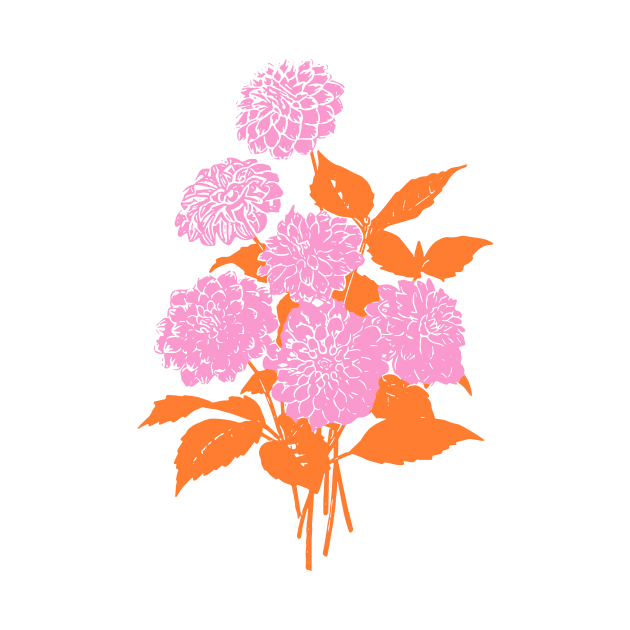 Flower Bouquet Illustration in Pink and Orange by ApricotBirch