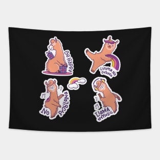 Cute Llama Be Happy No Probllama No Drama Llama Rainbow Drawn Funny Tapestry