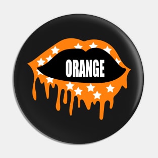 bleed orange lips with stars Pin