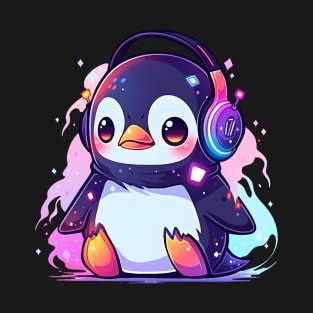 Cute Penguin With Headphones T-Shirt