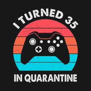 I Turned 35 In Quarantine - Retro Sunset Vintage 1985 35th Birthday Gift T-Shirt