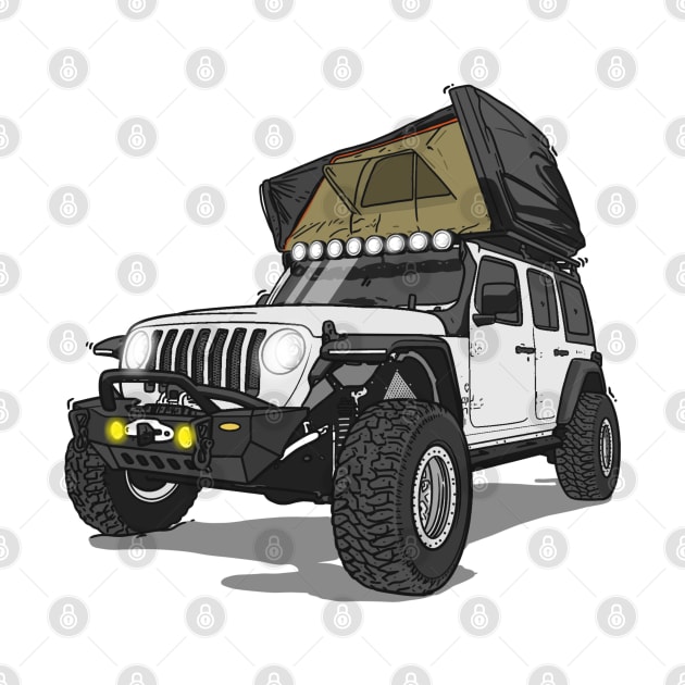 Jeep Wrangler Camp Time - White Jeep by 4x4 Sketch