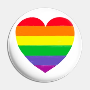 Rainbow love Heart Pin