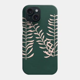 Alphabet N Botanical, Forest Green Background Phone Case