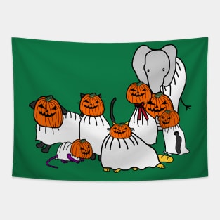 Funny Cute Animals a Halloween Horror Tapestry