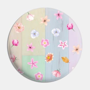 Pastel Flowers Pattern Pin