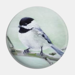 Chickadee in Spring painting Pin