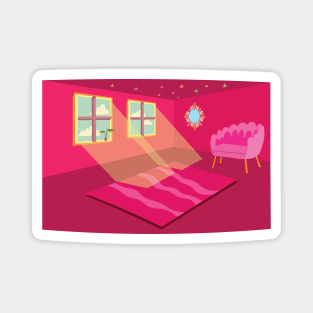 pink room illustration Magnet