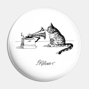 B kliban cat, cat listens to music Pin