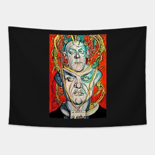 Aleister Crowley The Great Beast of Thelema painted in a Surrealist and Impressionist style Tapestry