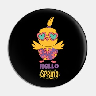 Hello Spring Chick Pin