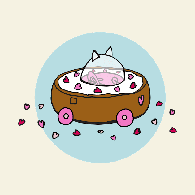 Valentine's Day Cat Donut Car with Heart Sprinkles T-Shirt by donutcarco