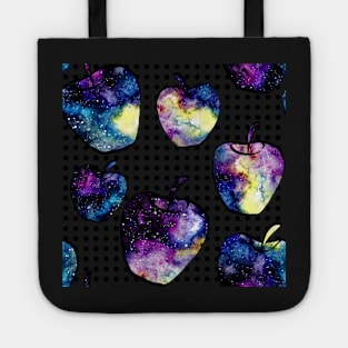 Watercolor Nebula in Apples on Polka Dots Background Tote