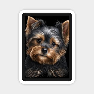 Super Cute Yorkshire Terrier Puppy Portrait Magnet