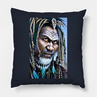 Tribal warrior portrait Pillow